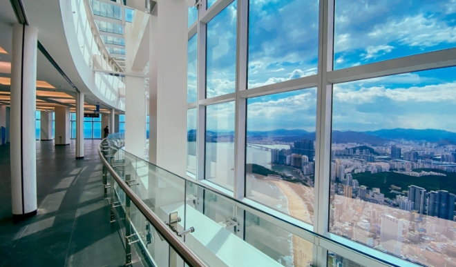 국내 최대 규모의 부산엑스더스카이 전망대 뷰