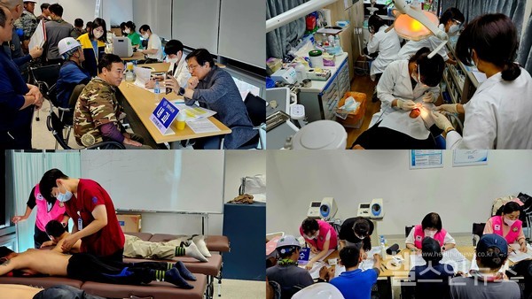 8일,인천송도포스코건설현장에서경희대학교의료원한마음봉사단과대외협력팀이외국인근로자를대상으로진료봉사활동을진행하고있다.