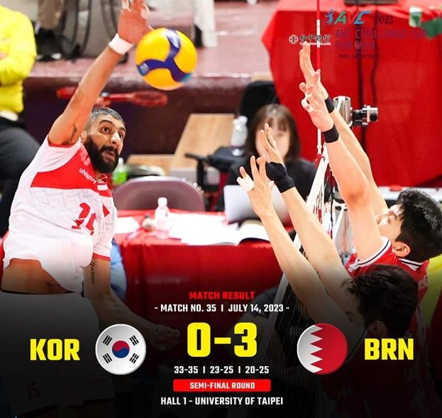 한국, AVC 챌린지컵 준결승전에서 바레인에 패배 / 사진 출쳐=연합뉴스