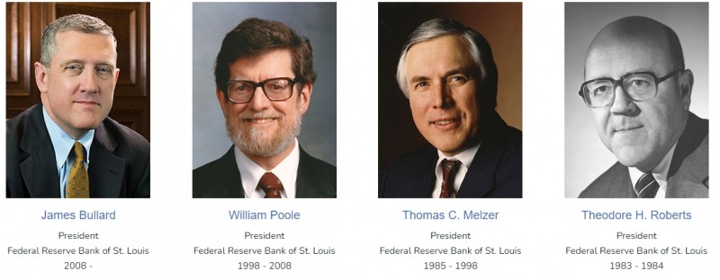 사진: 세인트루이스 연방은행 총재를 지낸 인물들  