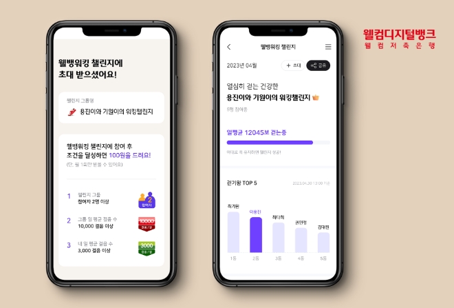 웰뱅워킹 챌린지 앱 / 이미지=웰컴저축은행 제공