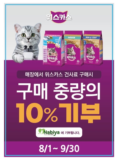 한국마즈(유),  위스카스 고양이 사료 기부 프로모션