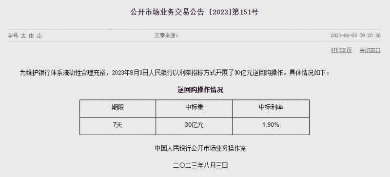 (상보) 中인민은행 유동성 1110억위안 순회수...이번주 2250억위안 순회수