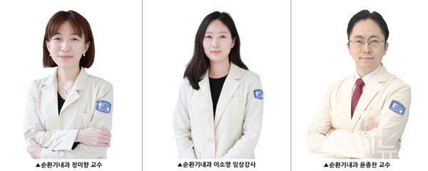 (왼쪽부터)가톨릭대학교서울성모병원순환기내과정미향(공동제1저자)·이소영(공동제1저자)·윤종찬(교신저자)교수