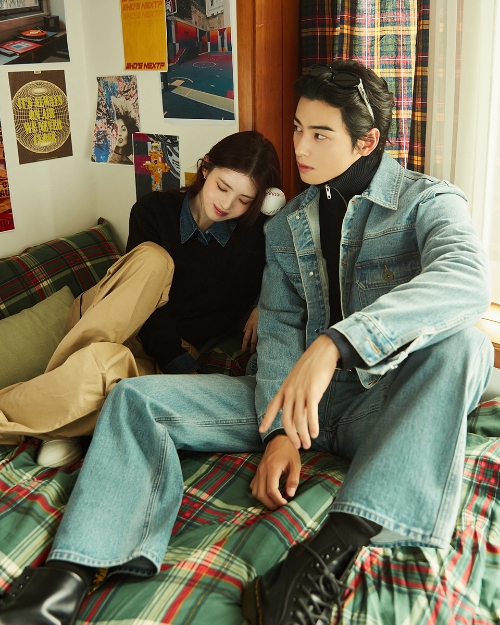 지오다노, 23FW 시즌 화보에서 한소희, 차은우 투샷 공개