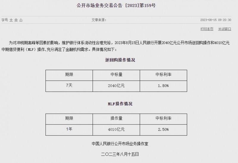(상보) 中인민은행 유동성 2970억위안 순공급...이번주 4990억위안 순공급