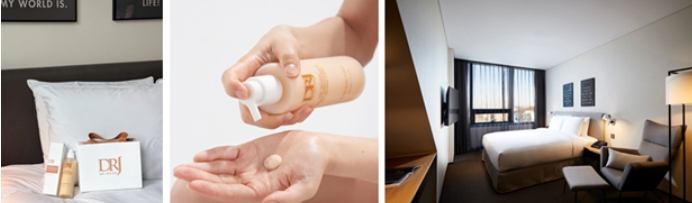 왼쪽부터 마이 헬시 플레저 패키지 혜택으로 제공하는 제코리 바디 컨투어링 올인원 케어 이미지와 글래드 마포 객실