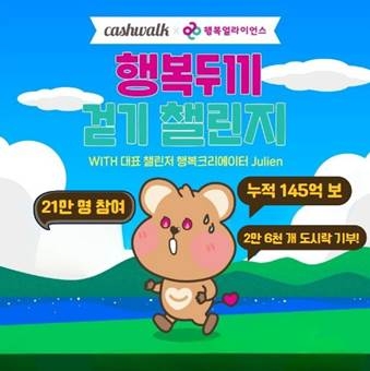 행복얼라이언스-캐시워크, 시민 참여 걷기 기부 챌린지 성료