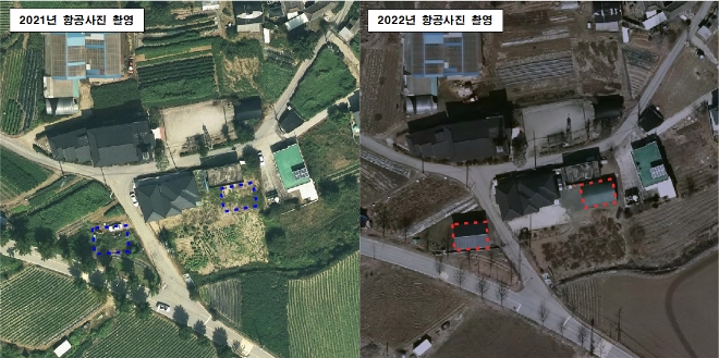 항공사진 변형 사례 건축물 신축 / 사진=경기도 제공