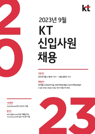 KT, 9월 신입사원 채용 시행