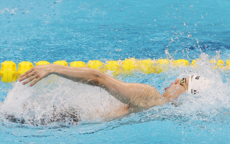 이주호의 힘찬 배영 / 사진(항저우=연합뉴스)