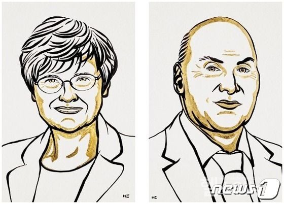 (왼쪽부터)카탈린카리코(KatalinKarikó)독일바이오엔테크수석부사장,드루와이스먼(DrewWeissman)미국펜실베이니아대의대교수.(제공:노벨위원회)