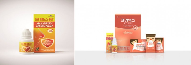 사진:(좌)브레스윗 알러지 블로커, (우)유한킴벌리 알러지 케어 제품군