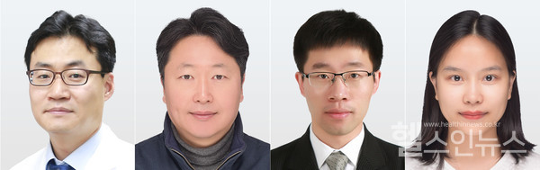 (왼쪽부터)충남대학교병원이비인후과박용호교수,충남대학교유기재료공학과허강무교수,이비인후과대학원위양,유기재료공학과대학원레티푹