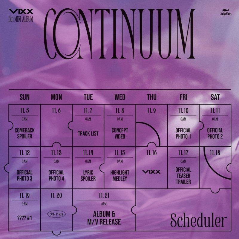 빅스, 미니 5집 ‘CONTINUUM’ 스케줄러 공개…본격 컴백 예열 카운트다운