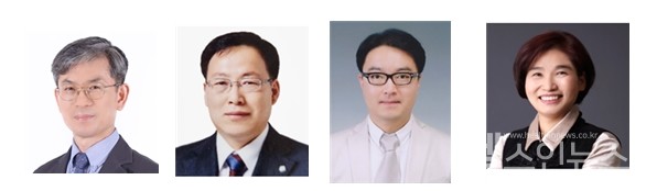 (왼쪽부터)윤진호동아대의과대학교수,조종현동아대의약생명공학과교수,조지훈전남대학교의과대학교수,유은희(주)알트메디칼대표