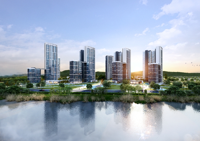 청주 지북 A2 블록 공공지원 민간임대 주택 조감도. / 사진=우미건설 제공