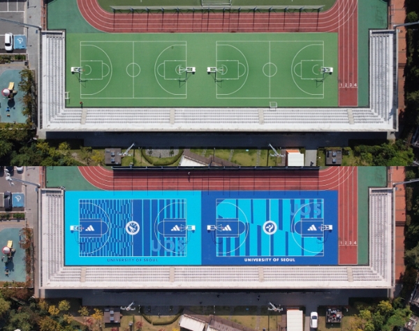 아디다스 코리아 '서울아 운동하자' 캠페인...서울시립대 농구장 새단장