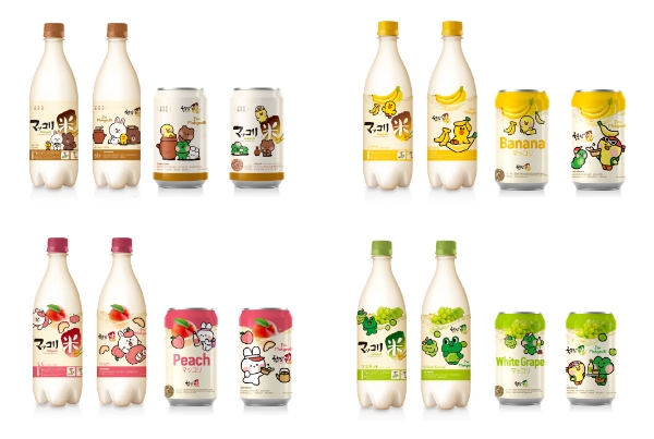 국순당, 일본 수출용 라인프렌즈 캐릭터 막걸리 이미지