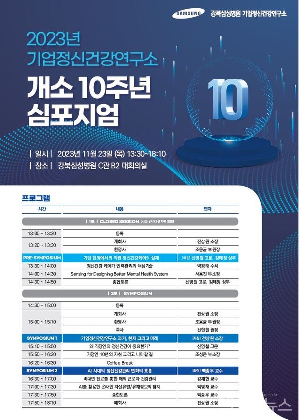 2023년기업정신건강연구소개소10주년심포지엄포스터