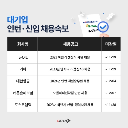 S-OIL 생산직·대한항공 승무원 등 대기업 신입 채용