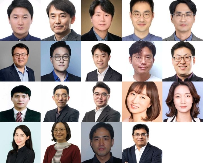 삼성전자 2024년 임원 인사 승진자들. 첫째줄 왼쪽부터 손태용 부사장, 김성은 부사장, 임성택 부사장, 강동구 부사장, 김일룡 부사장, (둘째줄) 이주형 부사장, 양병덕 부사장, 현상진 부사장, 김병승 상무, 박태상 부사장, (셋째줄) 손왕익 상무, 박세근 부사장, 황희돈 부사장, 정혜순 부사장, 송문경 상무, (넷째줄) 이영아 상무, 전신애 부사장, 찰리장 상무, 소우리라잔 부사장. (사진 = 삼성전자 제공)