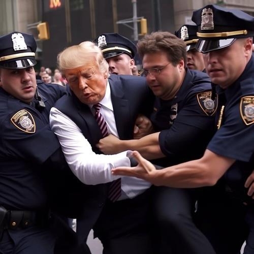 AI가 만든 트럼프 체포 가짜 사진(엘리엇 히긴스 트위터)