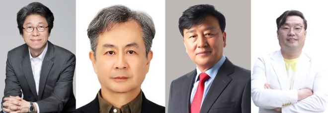 KT의 2024년 조직개편과 임원인사에서 부사장으로 외부 영입된 오승필 기술혁신부문장, 임현규 경영지원부문장, 이용복 법무실장. 정우진 KT컨설팅그룹장(왼쪽부터). (사진 = KT 제공)