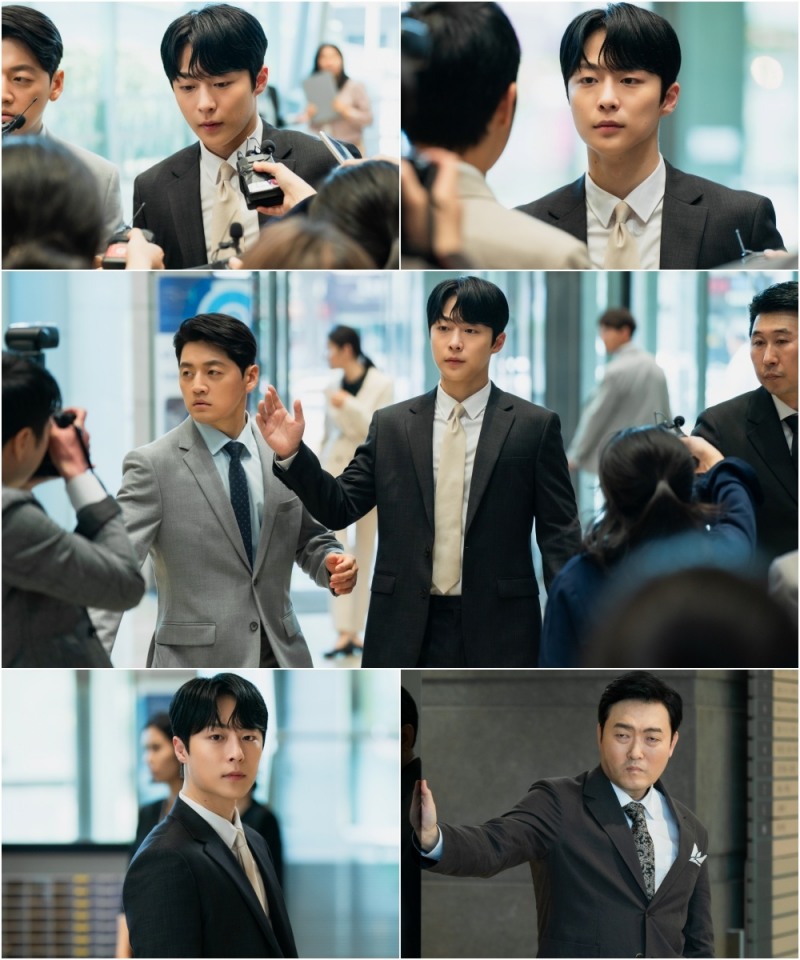 ‘열녀박씨 계약결혼뎐’ 배인혁, 다크 아우라 폭발 출근길 기자회견 현장 포착