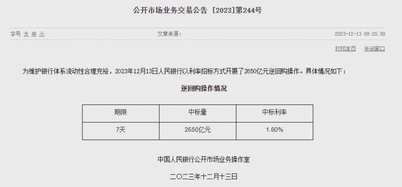 중국 인민은행 유동성 250억위안 순공급..이번주 4470억위안 순공급