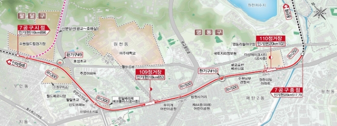(주)한양은 공사비 3192억원 규모의 ‘인덕원~동탄 복선전철 제7공구 노반신설 기타공사’ 낙찰자로 선정됐다고 18일 밝혔다. 사진은 ‘인덕원~동탄 복선전철 제7공구'의 평면도. (사진 = (주)한양 제공)