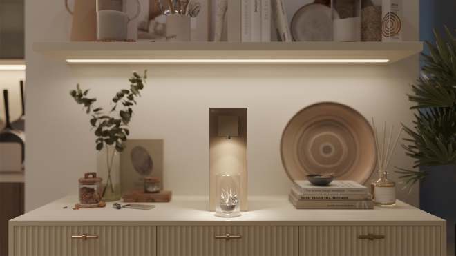 LG전자가 고객의 라이프 스타일에 맞춰 빛을 밝혀주는 무드라이팅 기능을 탑재한 ‘LG 퓨리케어 오브제컬렉션 정수기 라이트온(Light-On)’을 27일 출시한다. / 사진=LG전자 제공