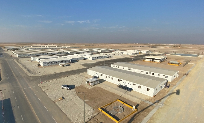 현대리바트가 진행한 사우디아라비아 마잔(MIP) 가설공사 현장 모습. / 사진=현대리바트 제공