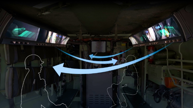 현대모비스가 해병대 상륙돌격장갑차에 적용한 멀미저감 기술은 디스플레이(시각)와 공조 장치(촉각)를 사용해 탑승객의 감각에 자극을 주고 멀미를 최소화한다. / 사진=현대모비스 제공