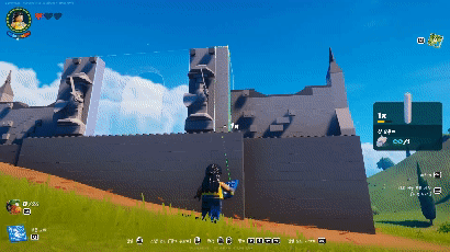 '레고 포트나이트' 샌드박스 모드 건축 장면.