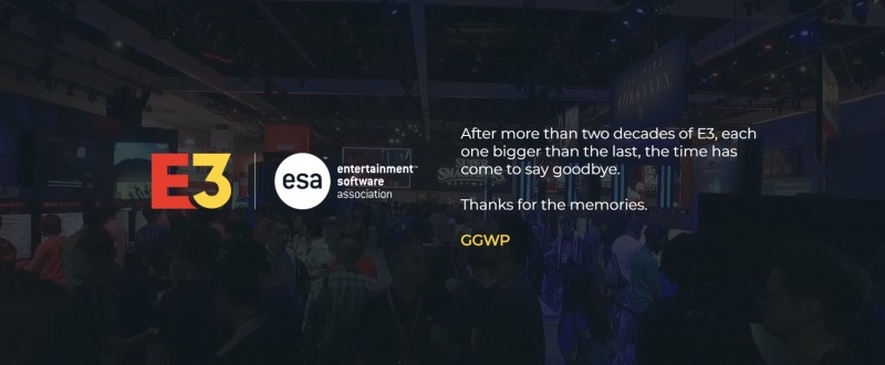 'E3' 공식 홈페이지에 올라온 폐지 안내 화면.