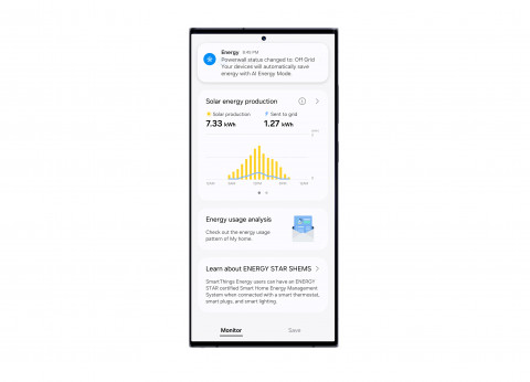 스마트싱스 에너지 기능이 테슬라 파워월과 연동된 모바일 화면(삼성전자 제공)
