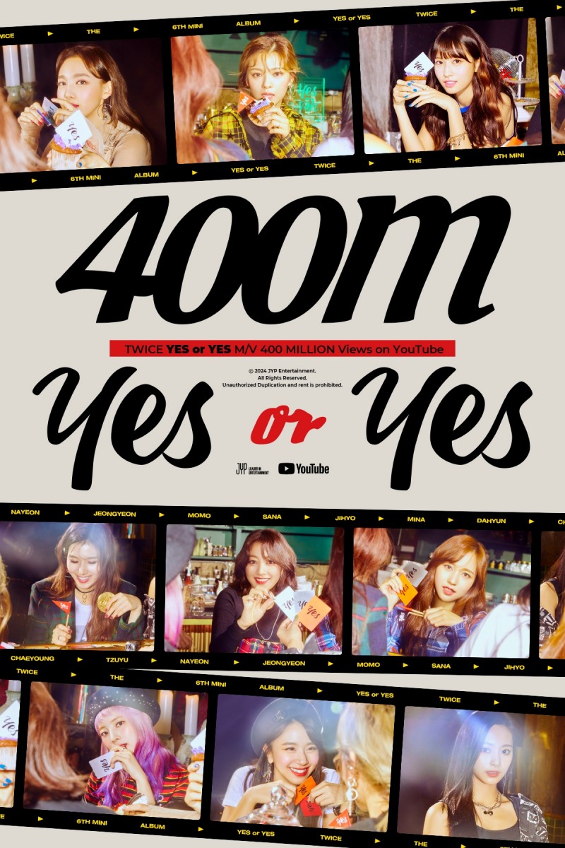 트와이스, ‘YES or YES’ 뮤직비디오 유튜브 4억 뷰 돌파…통산 11번째 4억 뷰