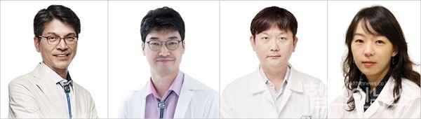 (왼쪽부터)서울성모병원혈액병원민창기,박성수교수,은평성모병원혈액내과신승환교수,인천성모병원혈액종양내과양승아교수
