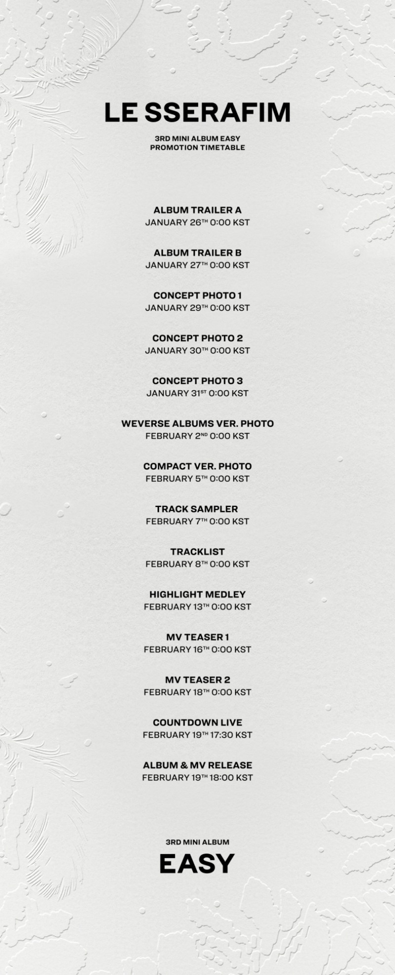 르세라핌, 미니 3집 프로모션 타임테이블 공개