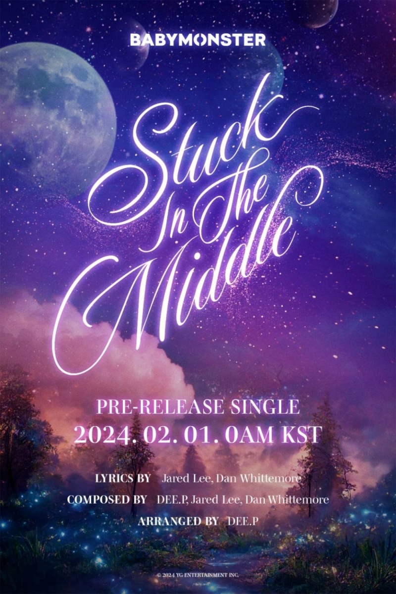 베이비몬스터, 'Stuck In The Middle' 크레딧 포스터 공개…해외 실력파 프로듀서 의기투합