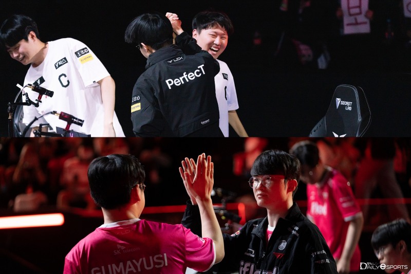 kt '표식' 홍창현(위)-T1 '페이커' 이상혁(아래)