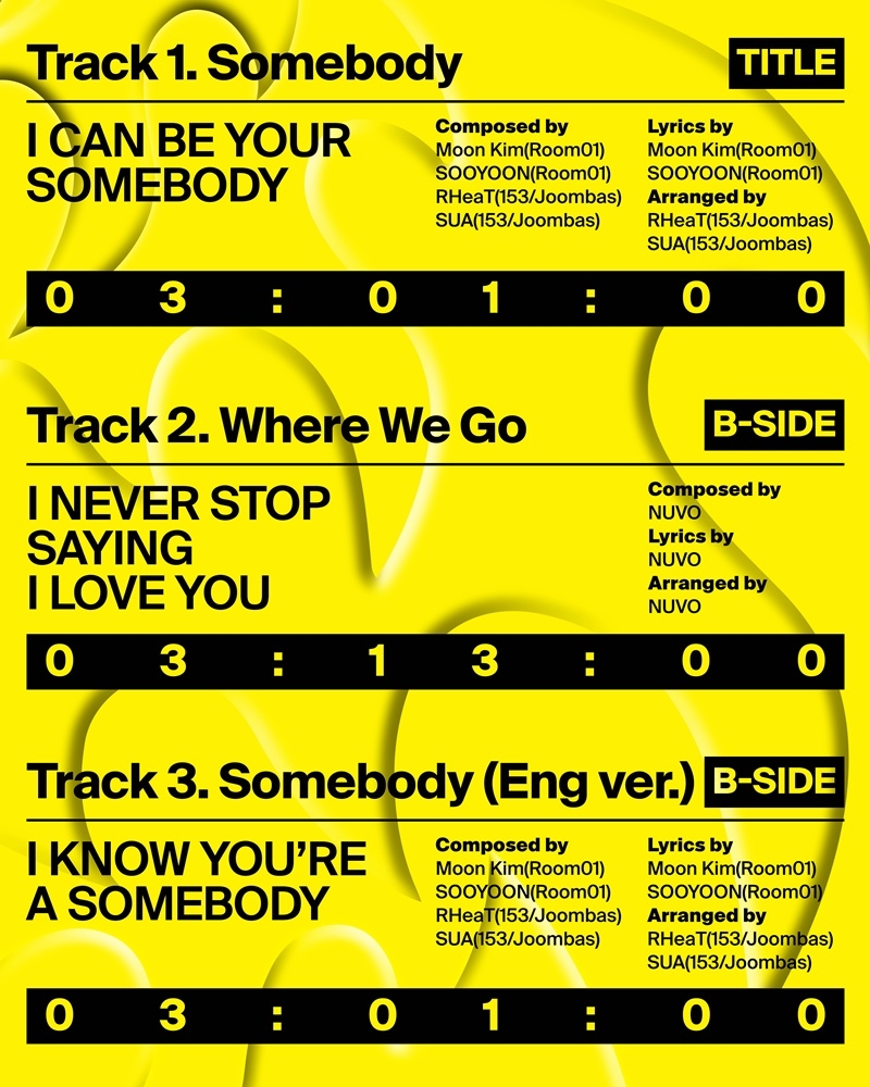 에이머스, 신보 ‘SOMEBODY’ 트랙리스트 공개…‘총 3곡 수록’