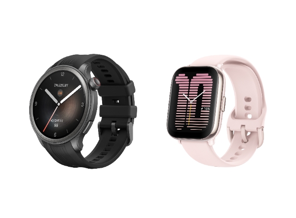 왼쪽부터 '어메이즈핏 밸런스' 미드나잇, '어메이즈핏 액티브' 페탈 핑크 색상