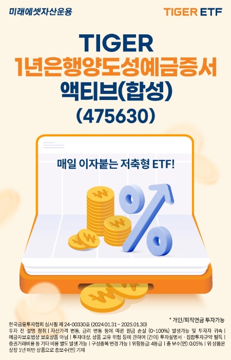 미래에셋자산운용, CD 1년물 ETF 2300억 규모 상장