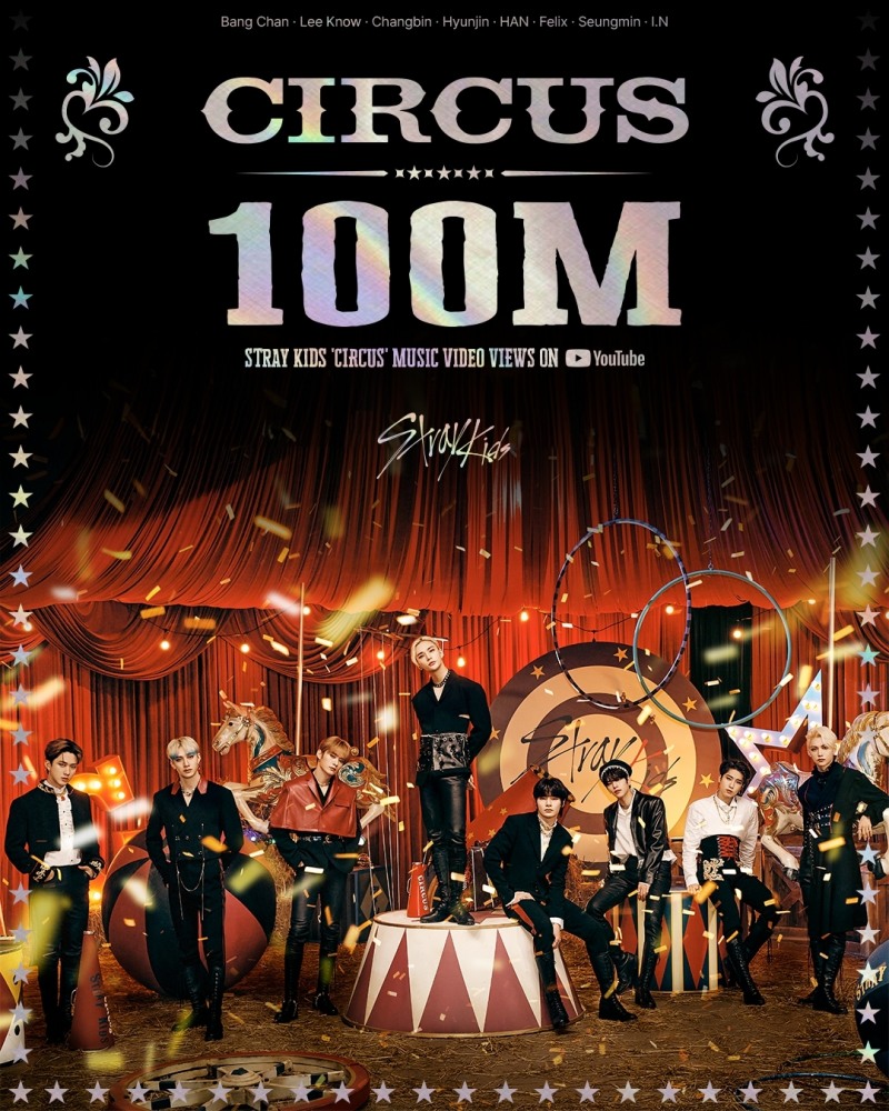 스트레이 키즈, 日 미니 2집 타이틀곡 'CIRCUS' 뮤직비디오 유튜브 1억 뷰 돌파…막강한 현지 인기 실감