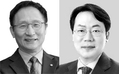 (왼쪽부터)남기천 우리종합금융 대표 최종후보와 최승재 우리자산운용 대표 최종후보. / 사진=우리금융 제공