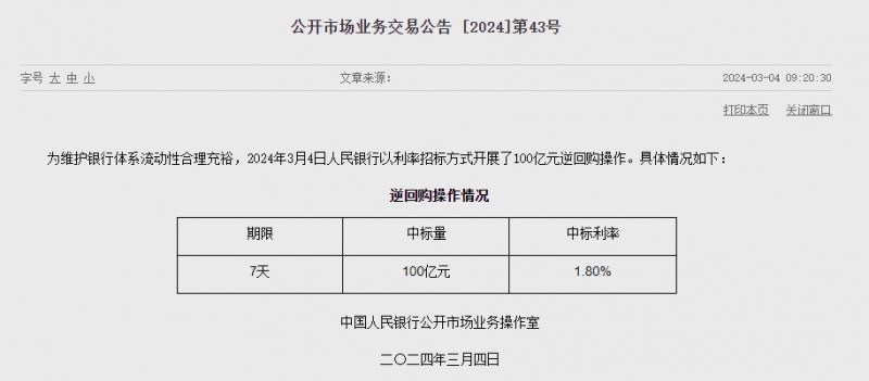 中인민은행 유동성 3190억위안 순회수...지난주 6320억위안 순공급