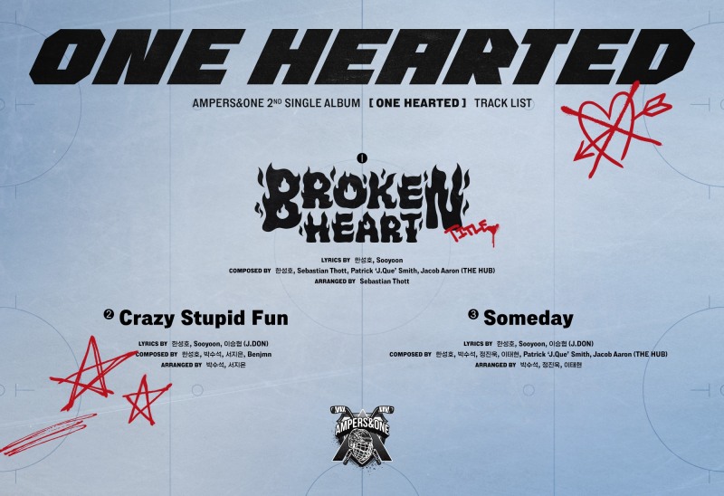 앰퍼샌드원, 새 앨범 ‘ONE HEARTED’ 트랙리스트와 플랜포스터 공개…불도저 매력으로 컴백