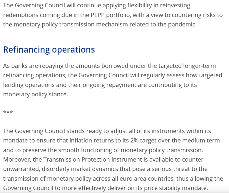 자료: ECB의 정책결정 내용, 출처: ECB